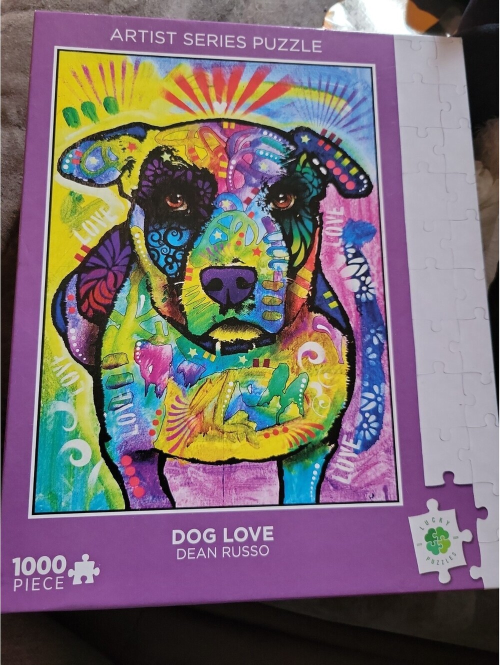 Lucky Puzzles Dog Love Dean Russo 1000 Piece Jigsaw Puzzle Colorful Dog Complete